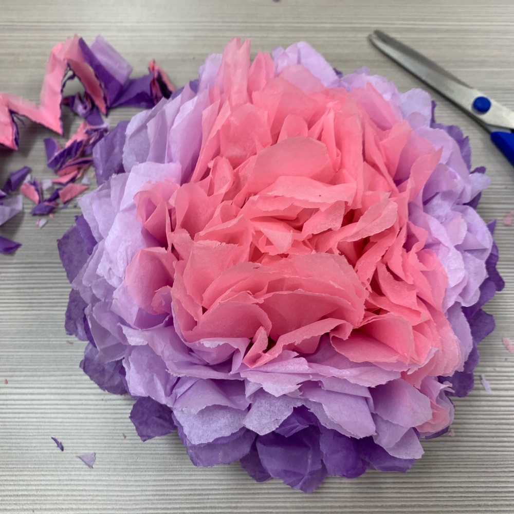 Paper Doll Pink and Purple Tissue Flower Art Print